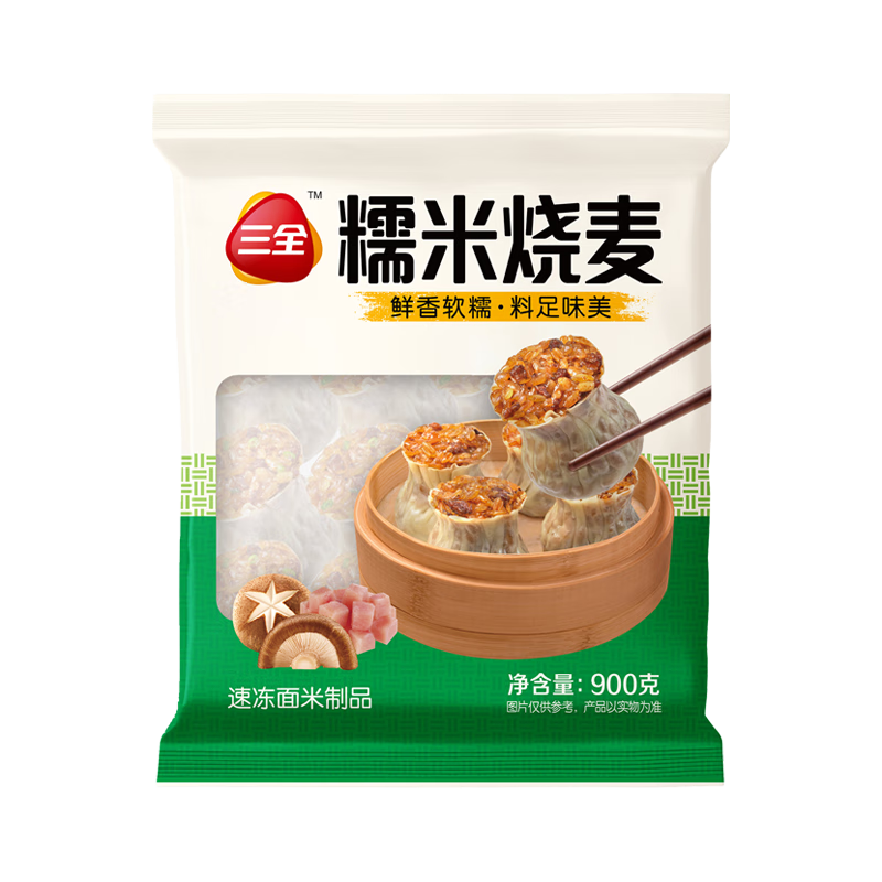 Plus会员:三全糯米大烧麦900g 约18个*6件 62.12元（合10.35元/件）