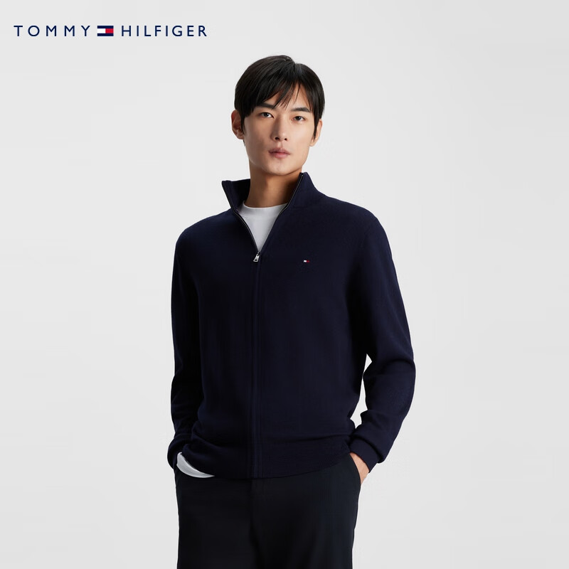 极限凑单、PLUS会员：TOMMY HILFIGER 【含羊绒】男装立领针织毛衣开衫 34115 563.5