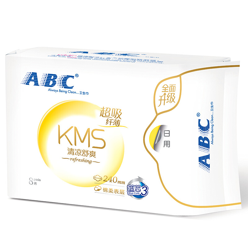 ABC KMS纤薄棉柔日用组合装卫生巾240mm*8片*3包(温和成分 清新舒适) 16.4元