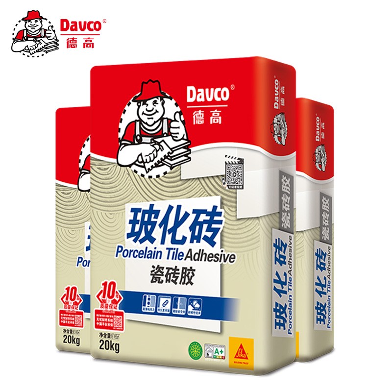 Davco 德高 玻化砖瓷砖胶+齿形刮板 20kg*10包 709元包邮（需用券）