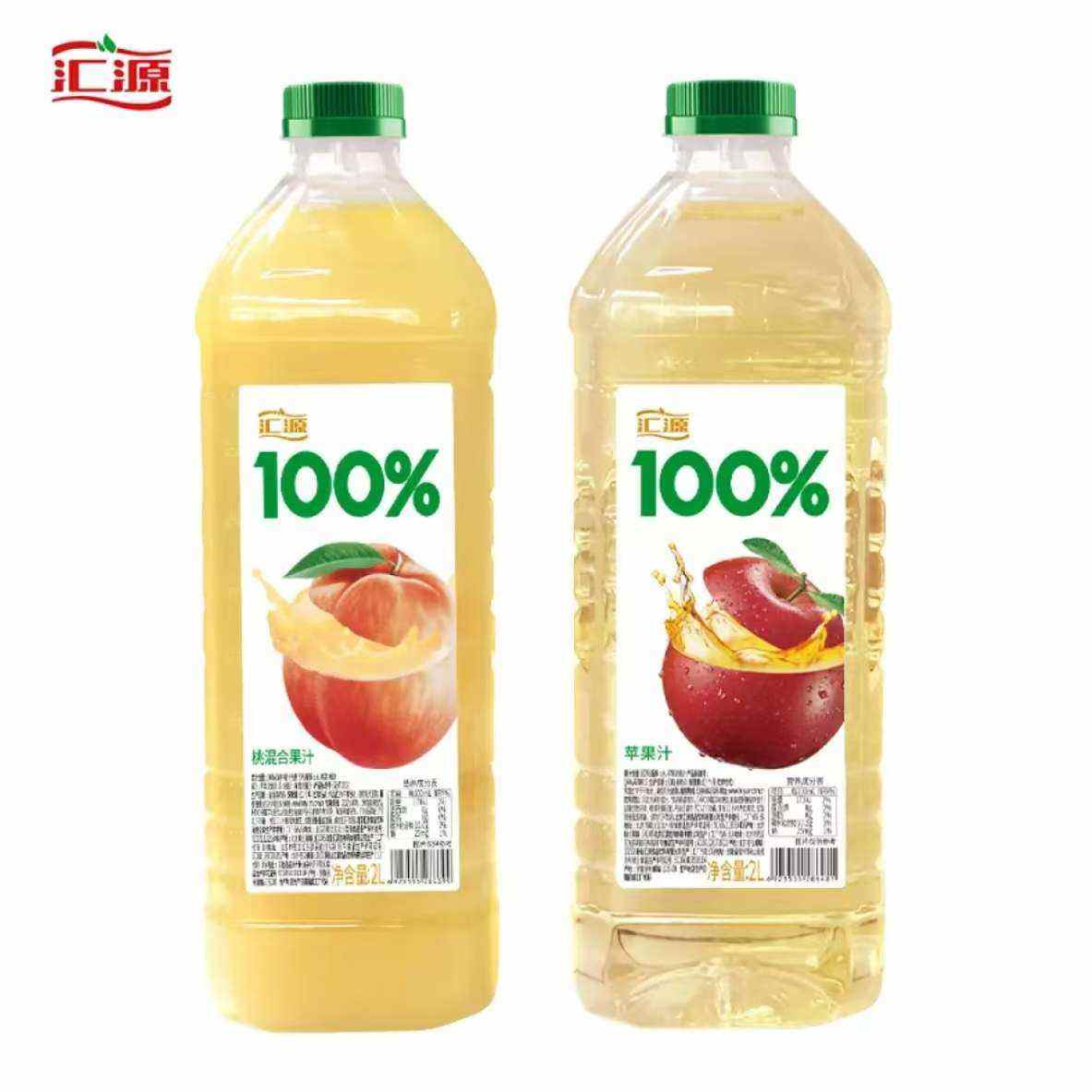 汇源 100﹪果汁苹果汁+桃汁 2L*2桶 26.8元（需领券）