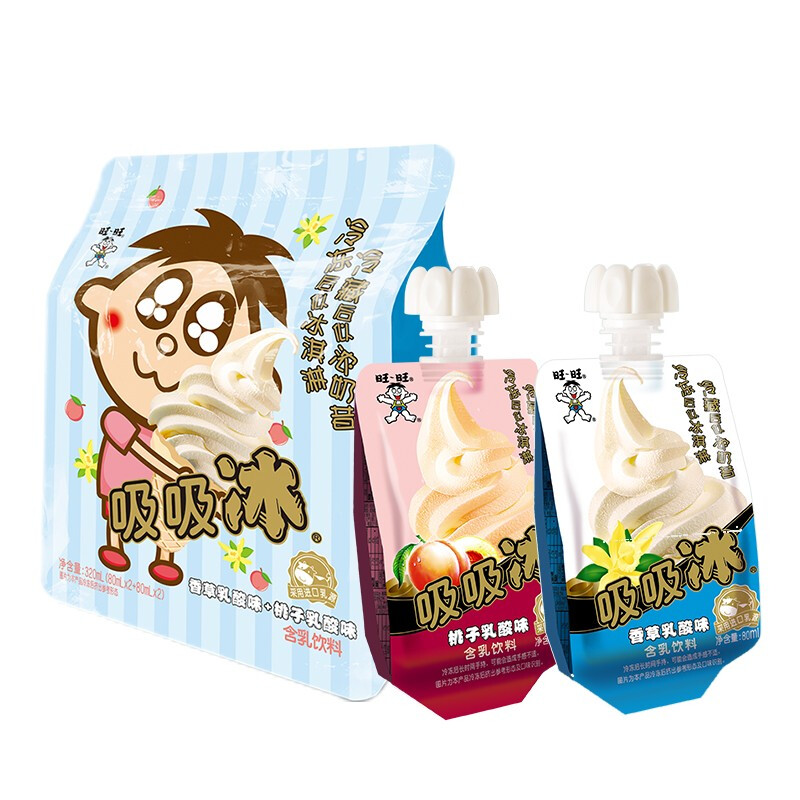 Want Want 旺旺 果汁吸吸冰 香草*2+桃子*2 80ml*4 综合包 雪糕冰淇淋 果味饮料 8.4