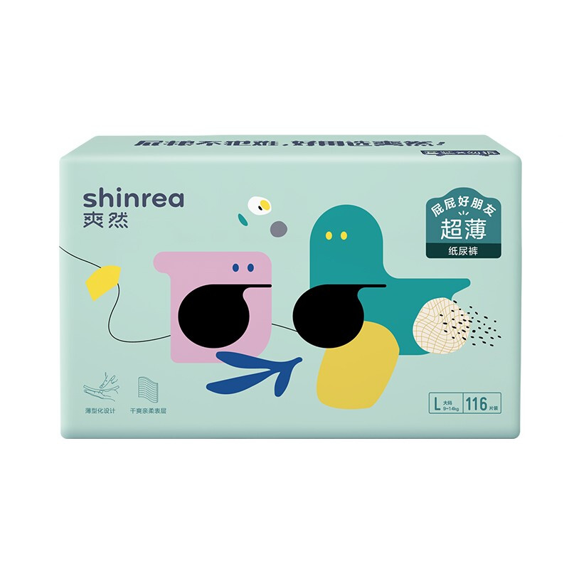 shinrea 爽然 屁屁好朋友超薄干爽系列 纸尿裤 L116片 89元