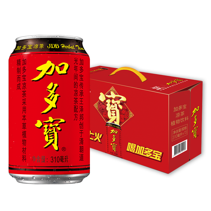 Plus会员:加多宝凉茶植物饮料整箱310ml*15罐*3件 90.62元（合30.21元/件）