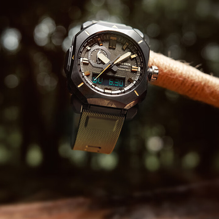 PLUS会员：CASIO 卡西欧 PRO TREK FIELD SURVIVOR系列 44.8毫米太阳能电波腕表 PRW-6900Y