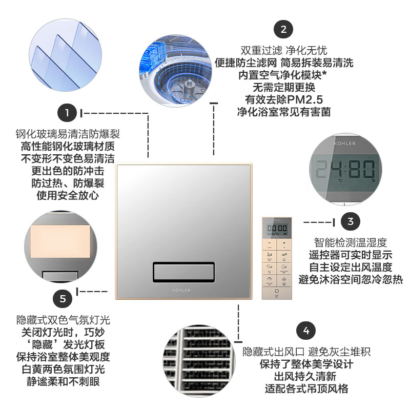 KOHLER 科勒 安得适净暖机浴霸 集成吊顶 1409元包邮（需用券）