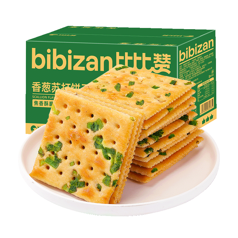 比比赞（BIBIZAN）香葱苏打饼干1.02kg整箱 9.91元（需领券）