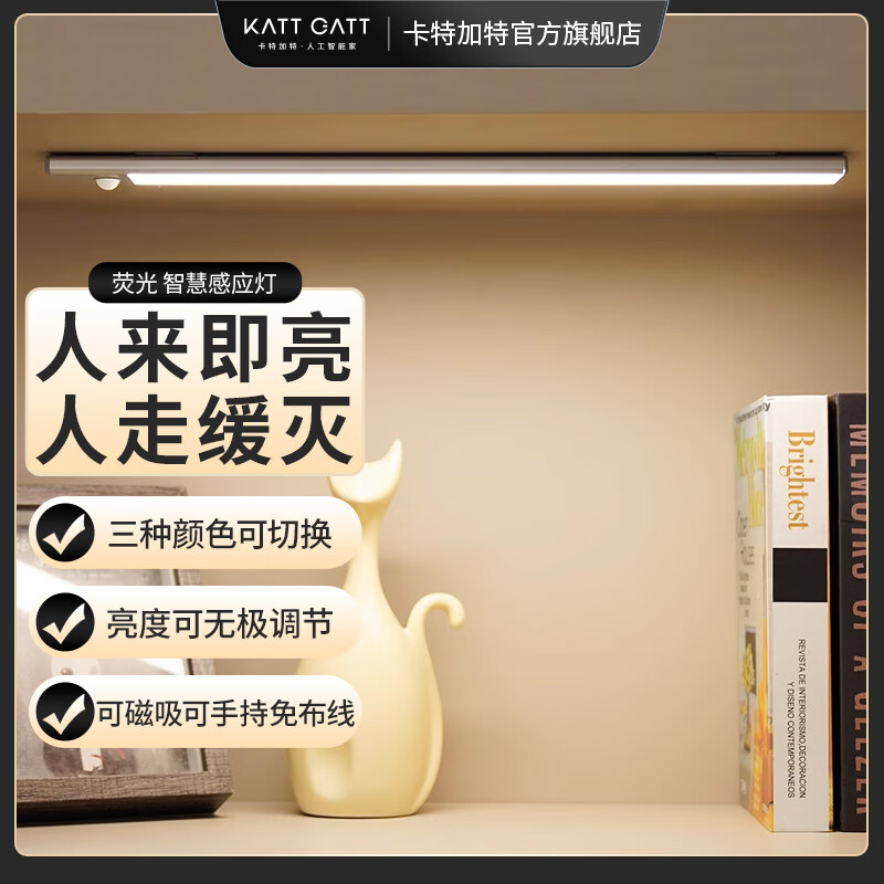 卡特加特 人来即亮！20cm智能人体感应灯800mAh 17.9元