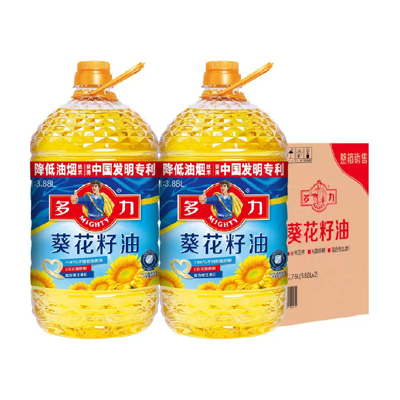 MIGHTY 多力 葵花籽食用油3.88L*2桶科学压榨营养健康箱装 ￥86.66