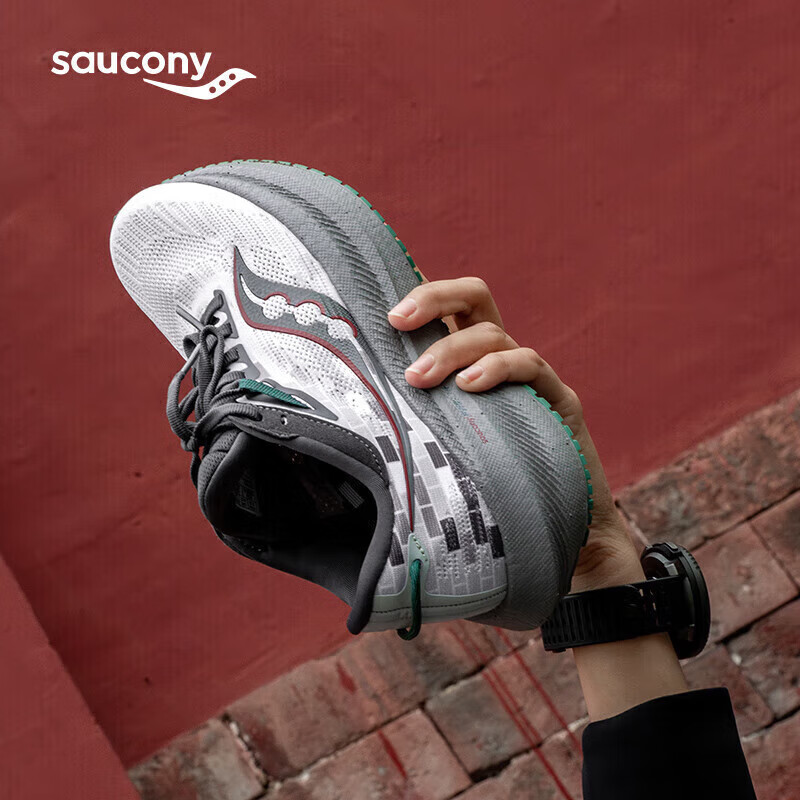 saucony 索康尼 胜利21北京城市款减震透气跑步鞋男女训练运动鞋灰绿37.5 1019