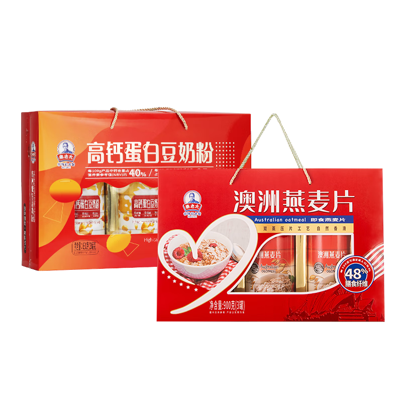 秦老太 豆奶粉930g+燕麦片930g 礼盒装 79元（需领券）