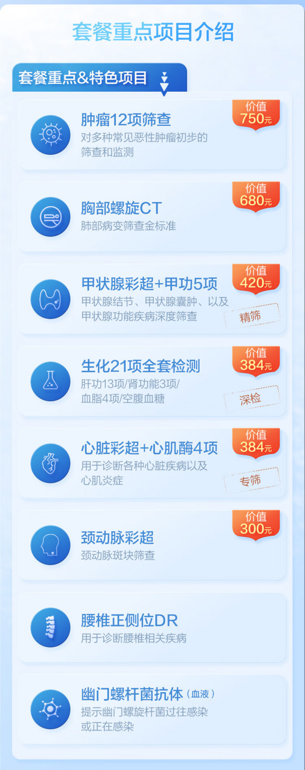 ciming 慈铭体检 【肺部CT+肿瘤12+心脏彩超】慈铭体检 男性尊享体检套餐 男性体检 单人套餐 全国通用