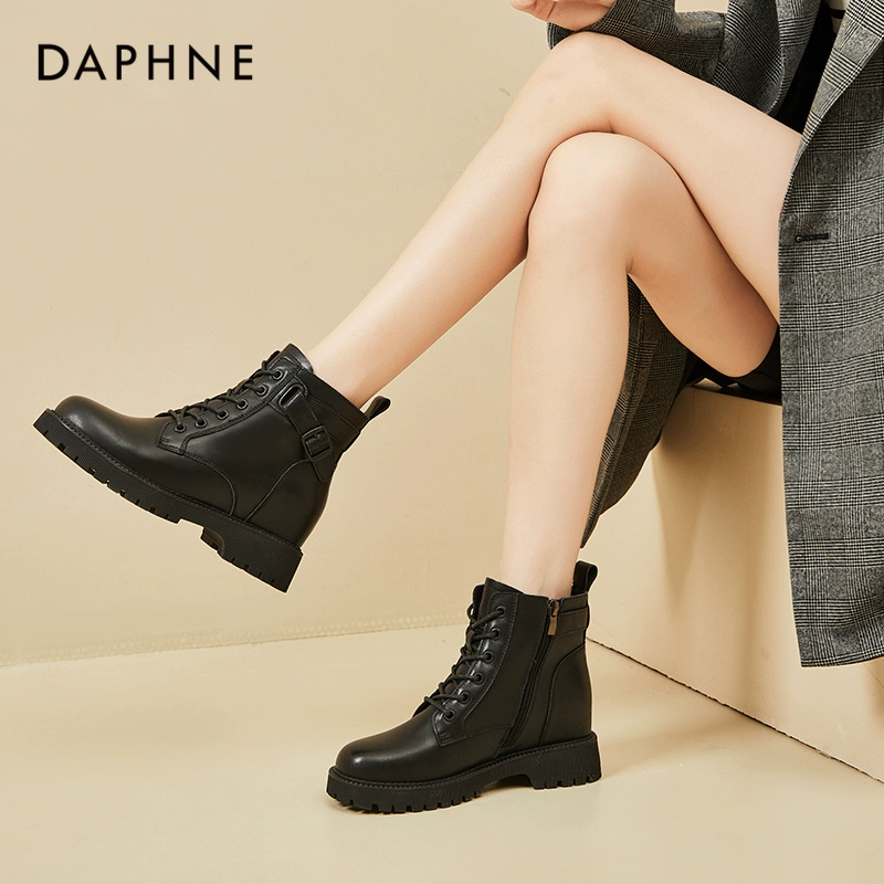 DAPHNE 达芙妮 时尚马丁靴女20百搭靴子加绒工装靴休闲短靴单靴 ￥69