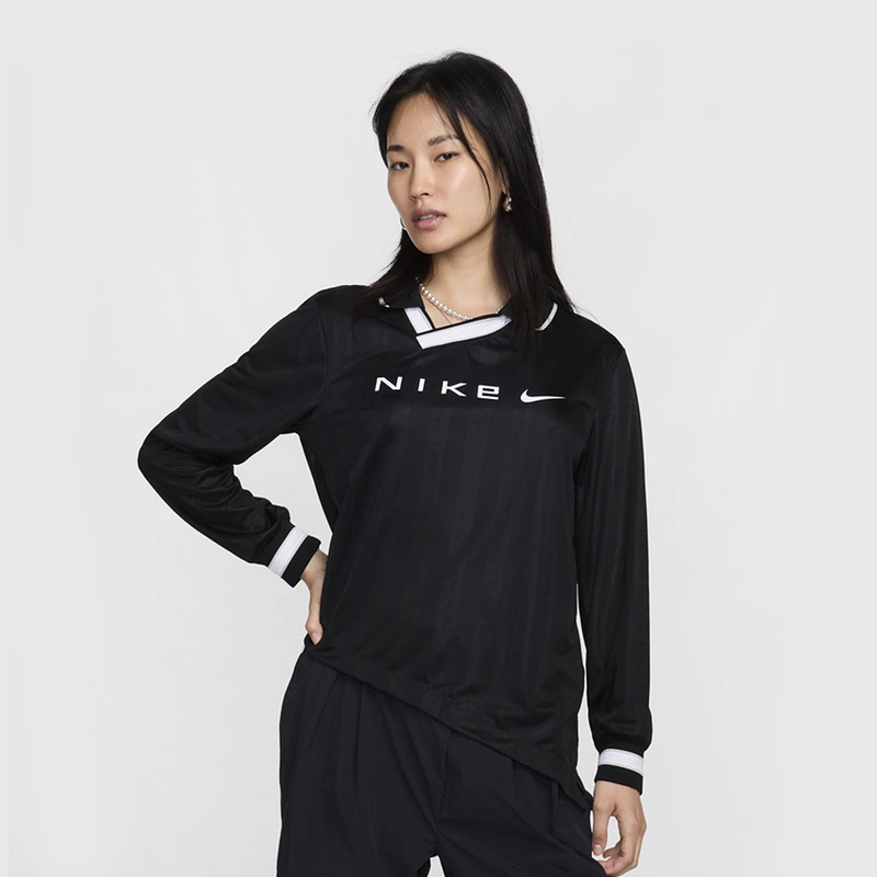 NIKE 耐克 女子速干网球翻领透气不规则设计运动长袖T恤 FV7539-010 389元