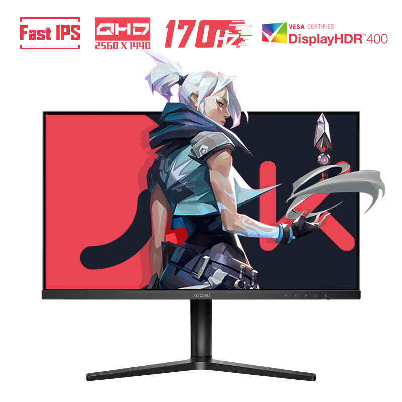 PLUS会员：KOORUI 科睿 27E1QX 27英寸 IPS FreeSync 显示器（2560×1440、170Hz、100%sRGB、