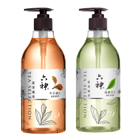 六神 茗茶植萃沐浴露套装清曦龙井475ml+午日滇红475ml(香氛控油 滋润) 39.8元