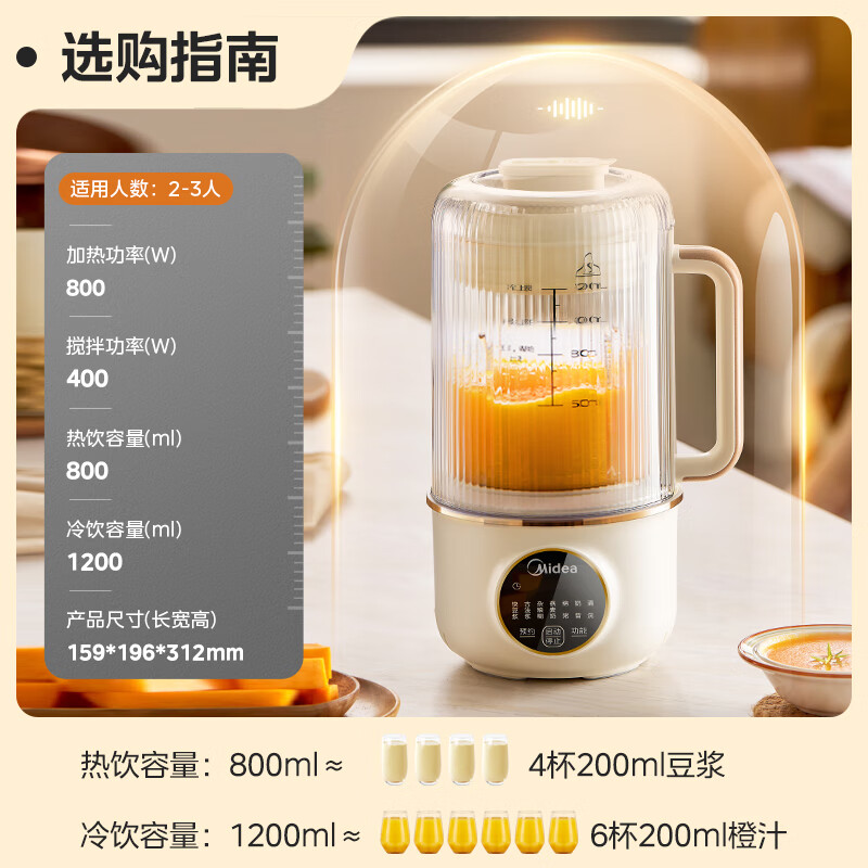 以旧换新补贴：Midea 美的 DJ12B-FB80E71 豆浆机1.2L 196.16元包邮（双重优惠）