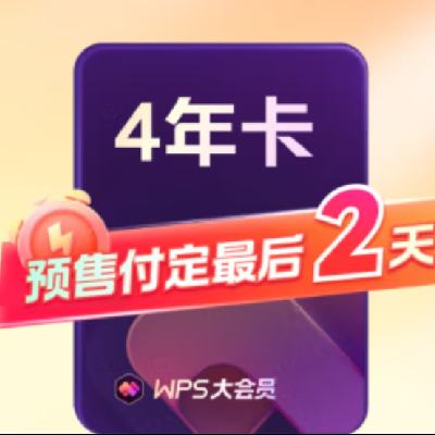 双11预售、plus会员：WPS大会员4年卡 含超级会员所有功能 407.85元