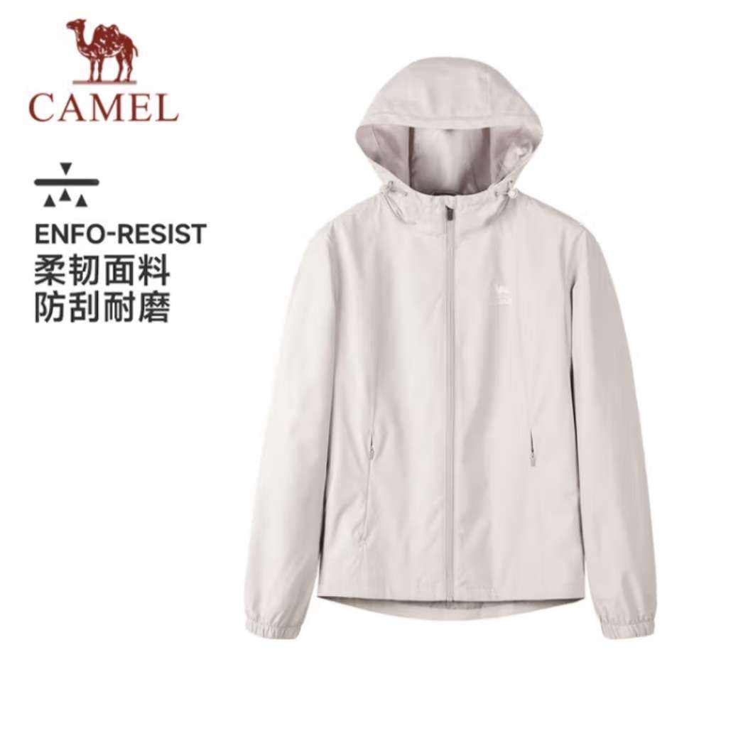 新品、PLUS会员：（CAMEL）骆驼 防泼水户外休闲外套 女防风夹克风衣 J24CZ0L762