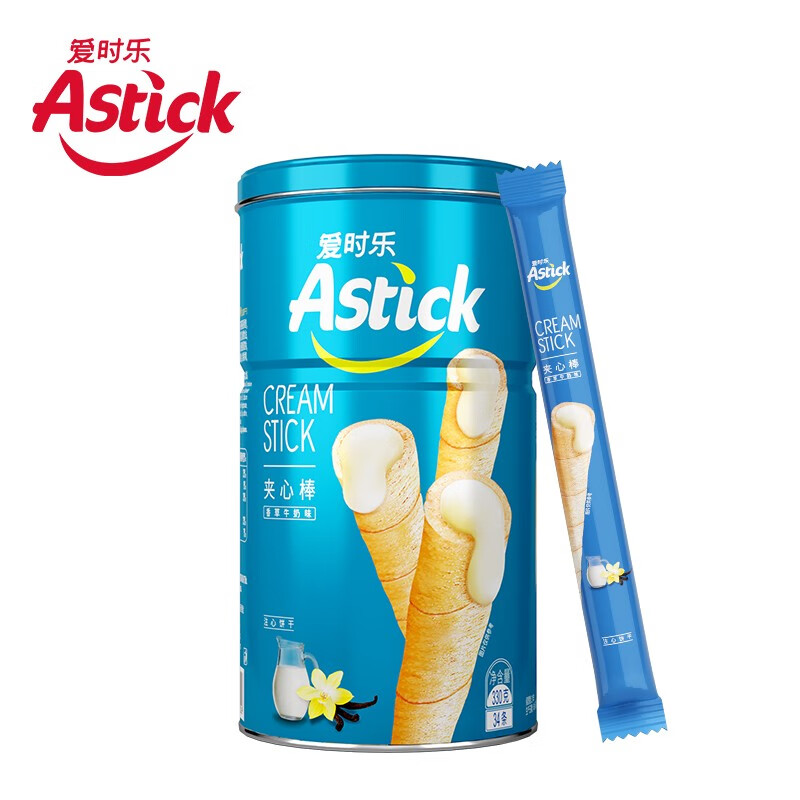 AStick 爱时乐 夹心棒注心饼干蛋卷330g罐 7.45元（需买2件，需用券）