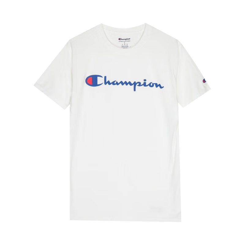 再降价、PLUS会员：Champion 草写logo 纯色圆领短袖T恤 白色 GT23H-Y06794-045 50.55元