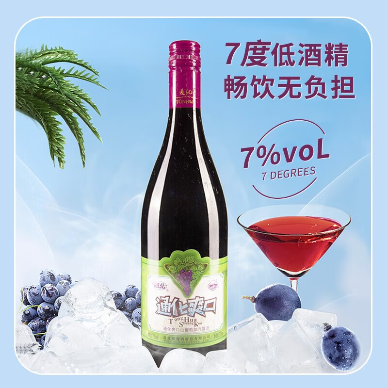 TONHWA 通化葡萄酒 爽口山葡萄加气露酒 720ml*1瓶 16.55元（需用券）