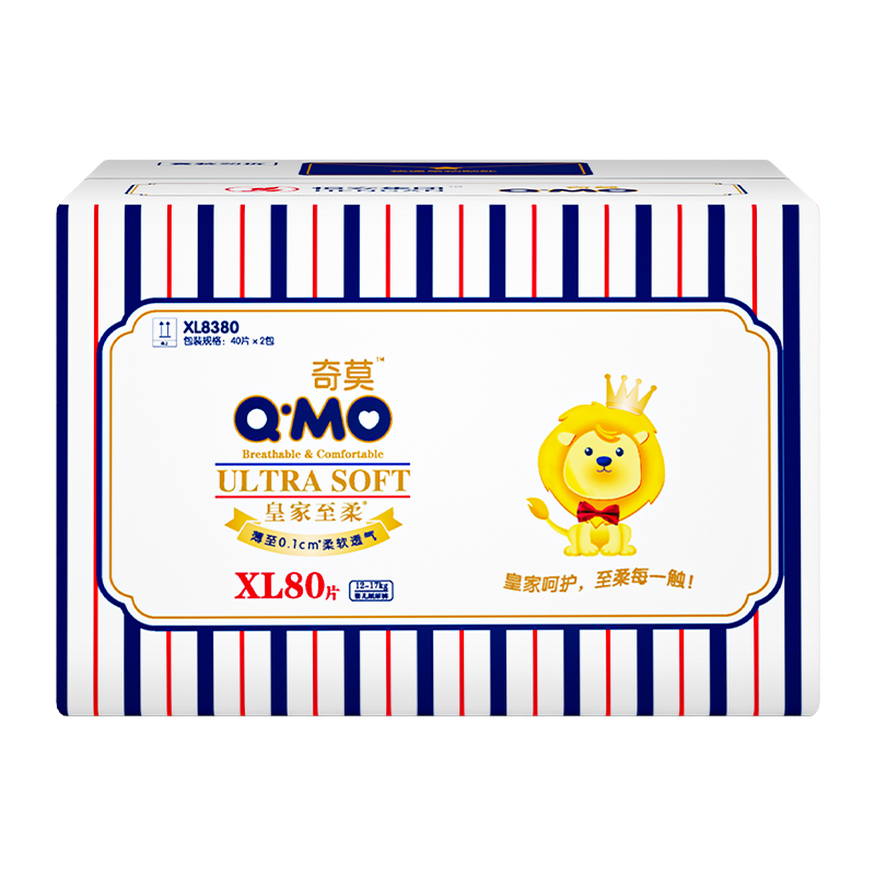 88VIP：Q·MO 奇莫 皇家至柔系列 纸尿裤 XL80片 95.44元包邮（双重优惠，需凑单