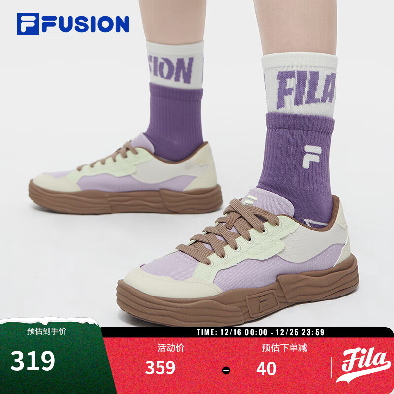 FILA FUSION 斐乐官方潮牌女鞋POPII帆布鞋2024夏季休闲轻便板鞋 319元