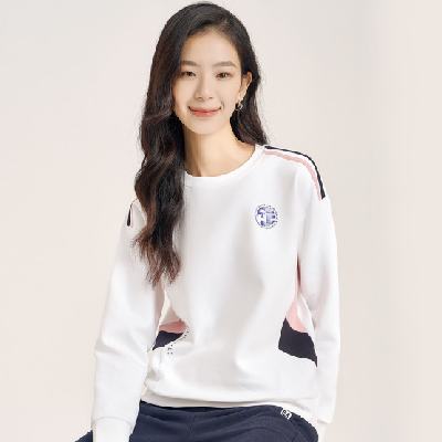 ELLE Active 活力休闲运动卫衣撞色百搭套头上衣 白色 S-2XL 149元（ 1.5折 ）