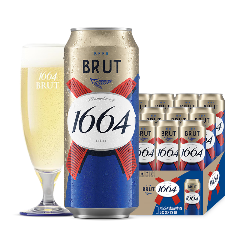 再降价、PLUS会员：kronenbourg 1664法式拉格啤酒 500ml*12罐 64.05元包邮（需凑单