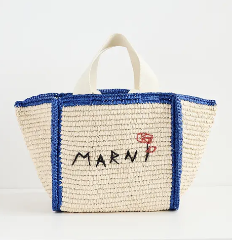 Marni 拼色草编托特包 5折 $497.5