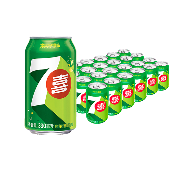 需超市福袋、88VIP：7-Up 七喜 碳酸饮料 柠檬味 330ml*24罐/箱 35.9元包邮(多重优