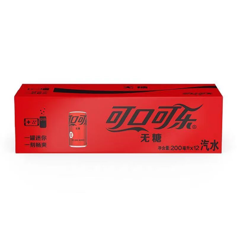 Coca-Cola 可口可乐 mini迷你罐 无糖可乐200ml*12罐小瓶 碳酸汽水饮料 整箱 无糖