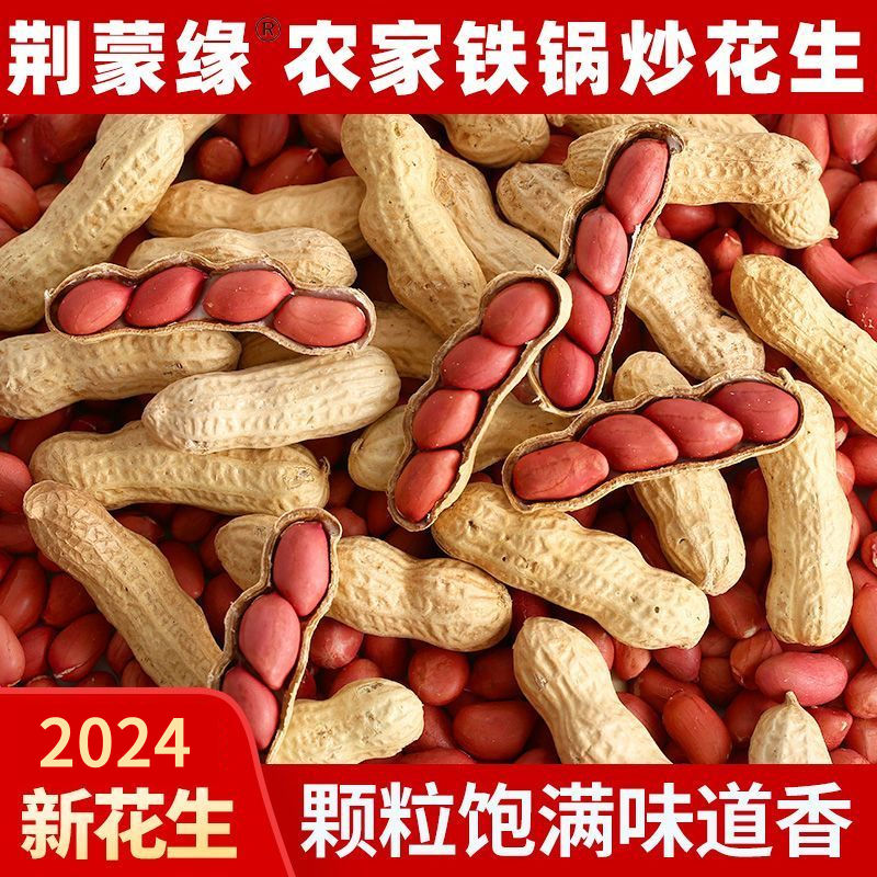 蒙浩 净重农家铁锅炒花生零食2024新货新鲜带壳原味四粒红衣红皮炒熟 5.01元