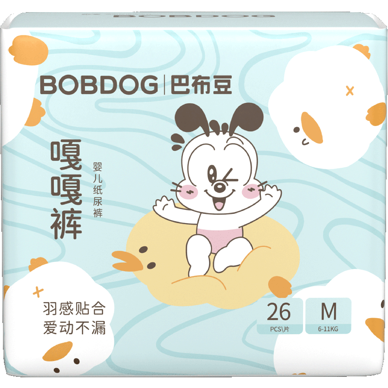 巴布豆（BOBDOG）嘎嘎裤婴儿纸尿裤M26*4件 56元（需领券，合14元/件）