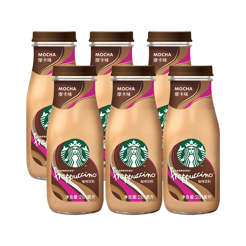 STARBUCKS 星巴克 星冰乐 摩卡281ml*6瓶 即饮咖啡饮料（新老包装随机发货） 78