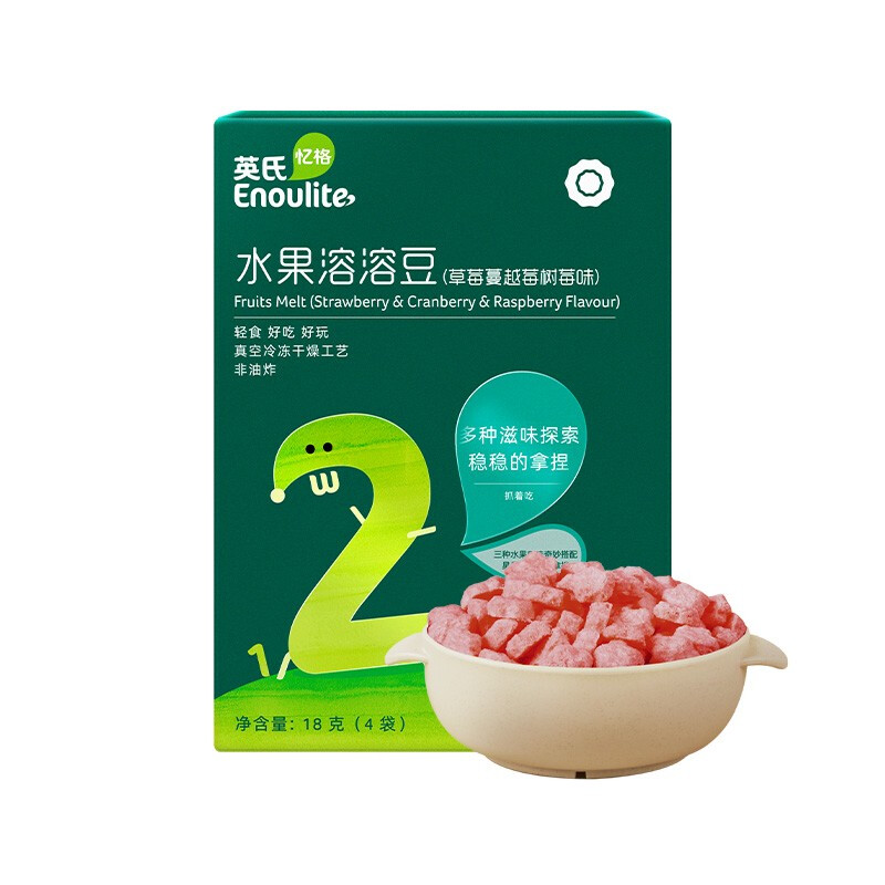 Enoulite 英氏 水果溶溶豆 草莓蔓越莓树莓味 18g 26.59元（需用券）