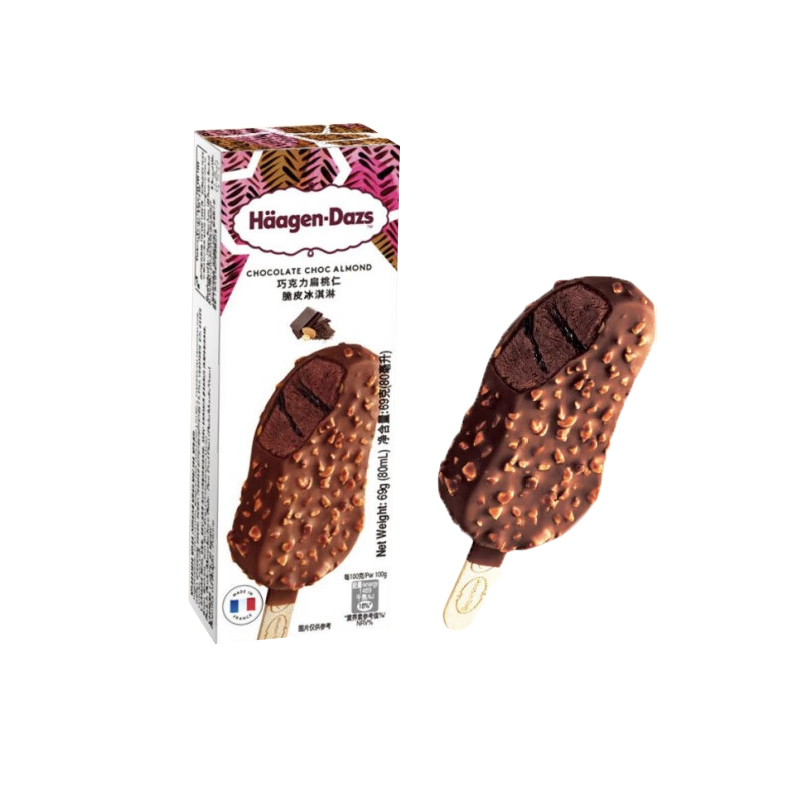 Häagen·Dazs 哈根达斯 原装进口脆皮条冰淇淋巧克力扁桃仁口味69g/80ml*