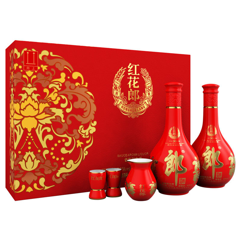 LANGJIU 郎酒 红花郎10 53度 酱香型 500ml*2瓶 礼盒装 507.48元（需用券）