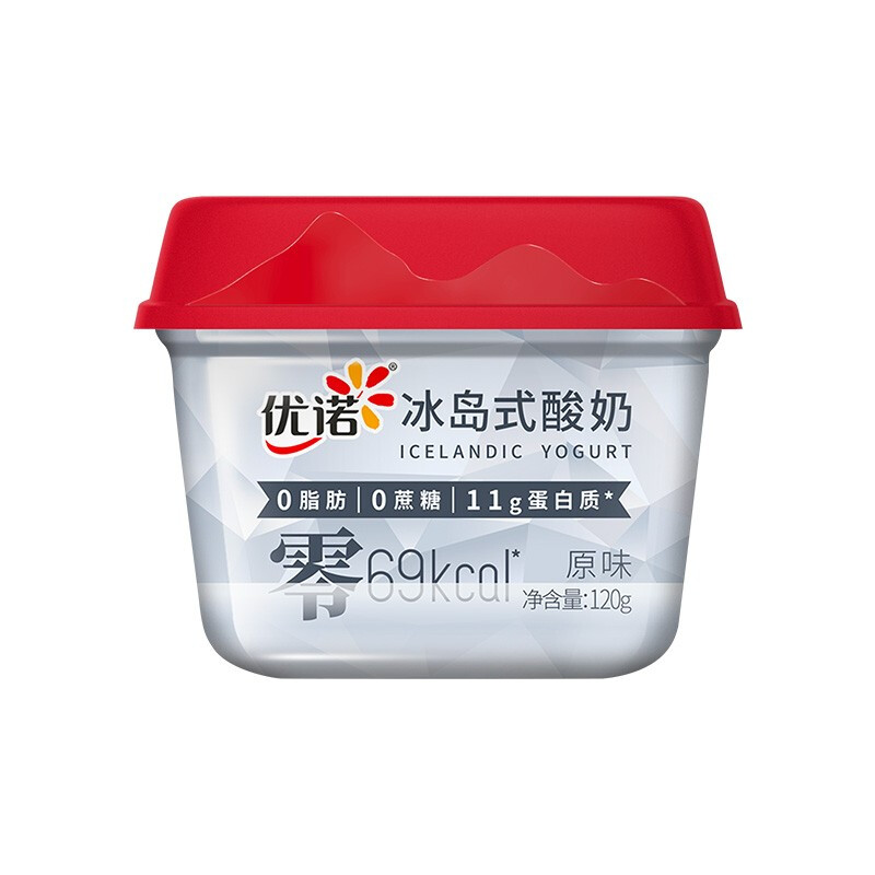 yoplait 优诺 0蔗糖0脂肪原味120g*2杯 11g蛋白质冰岛式风味发酵乳代餐轻食 17.81