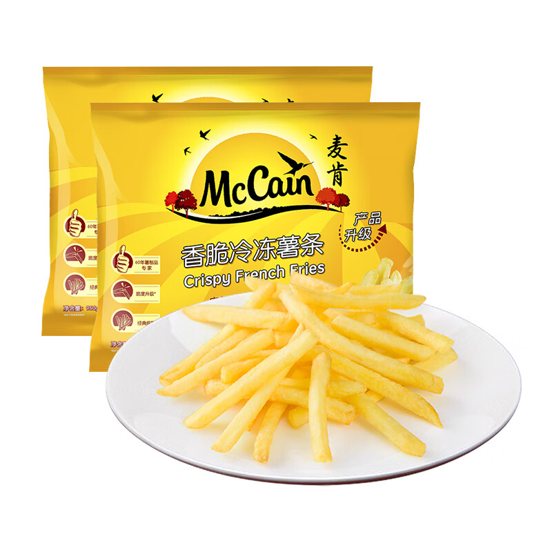 PLUS会员：McCain 麦肯 香脆冷冻细薯条 950g*2袋 19.1元包邮（双重优惠）