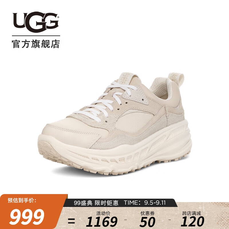 UGG 秋季男女同款时尚舒适系带厚底老爹鞋运动休闲鞋 1163210 LHB 浅米色 38 LHB 