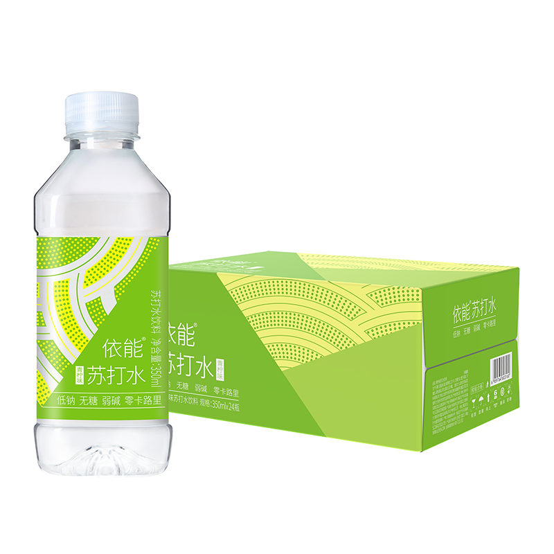 PLUS会员、需首单礼金 ：依能 苏打水饮料 青柠檬味 350ml*24瓶 拍2件 45.59元包