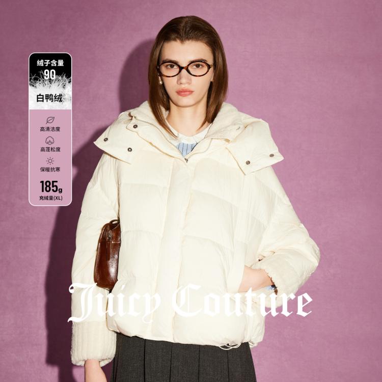 Juicy Couture 橘滋 月光独白毛绒拼接连帽女式羽绒服24秋冬 455元