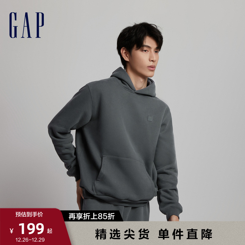 Gap 盖璞 男女装秋冬2023LOGO宽松碳素软磨抓绒卫衣807077连帽衫 173.9元（需用券