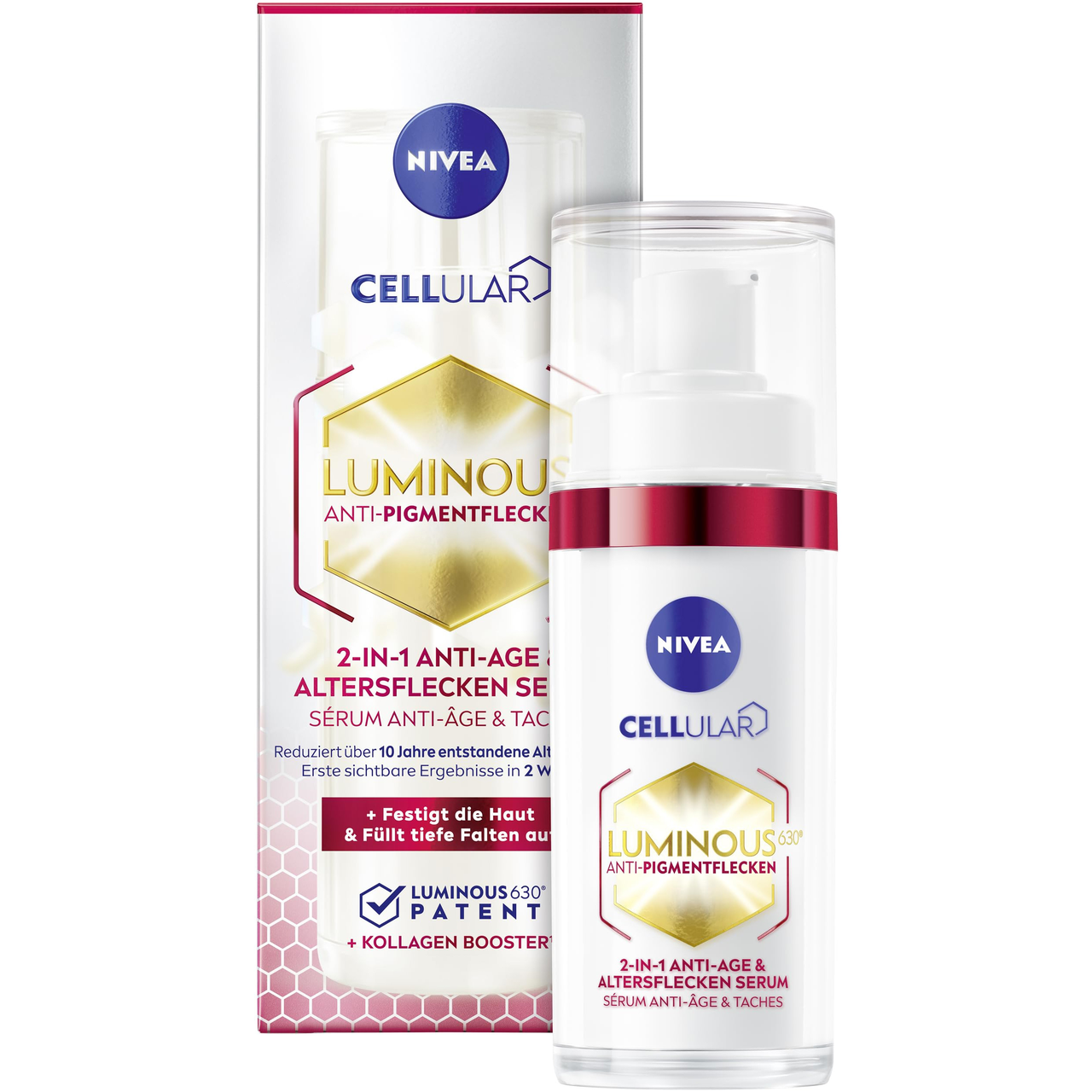 【含税直邮】NIVEA 妮维雅 Cellular Luminous 630 *精华液 2 合 1 适用于变色和皱纹,