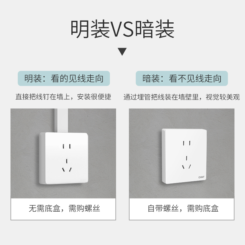 CHNT 正泰 明装插座多孔明线盒墙壁家用一开5五孔16a空调插座带开关面板 2.33