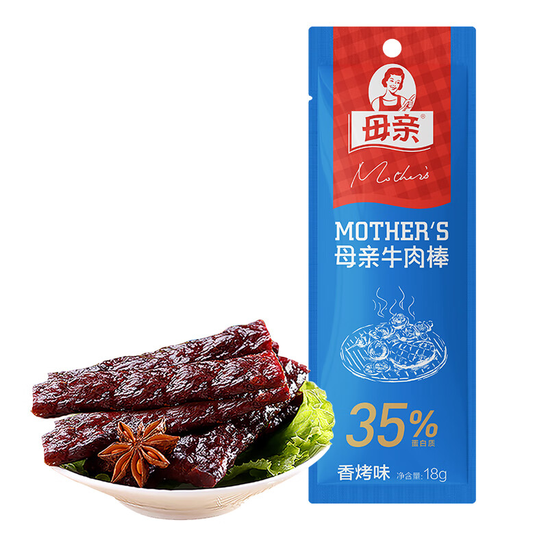 母亲 熟食 母亲牛肉棒香烤味18g（任选12件） 3.55元（需用券）