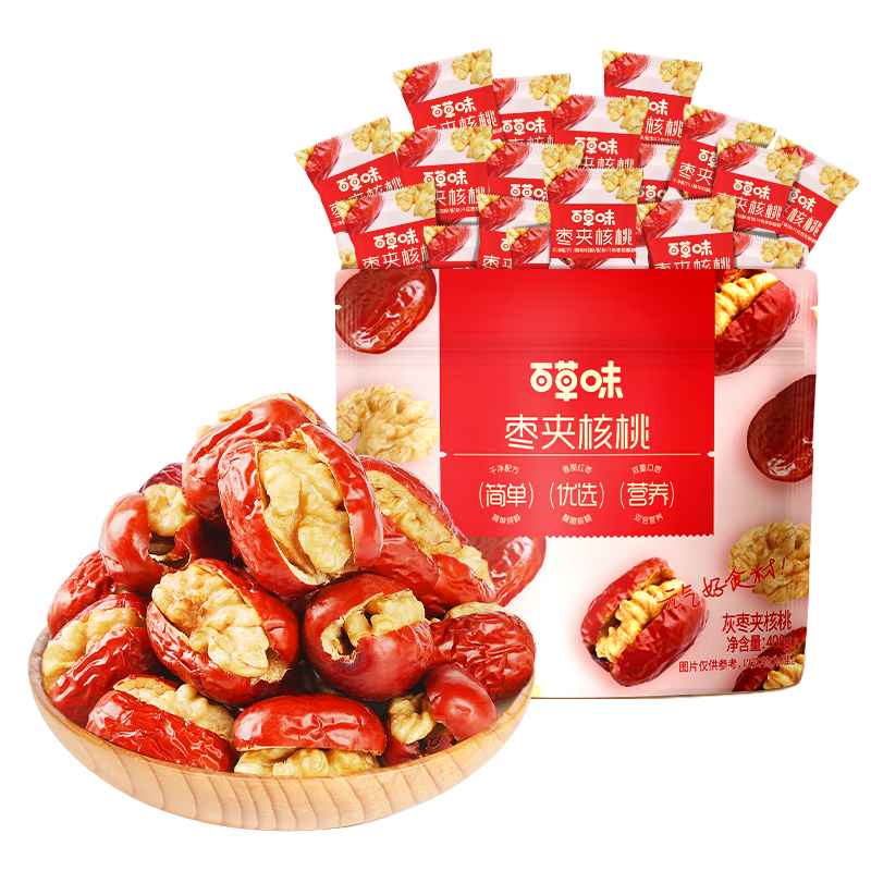 百草味 枣夹核桃 408g 约80包 15.9元