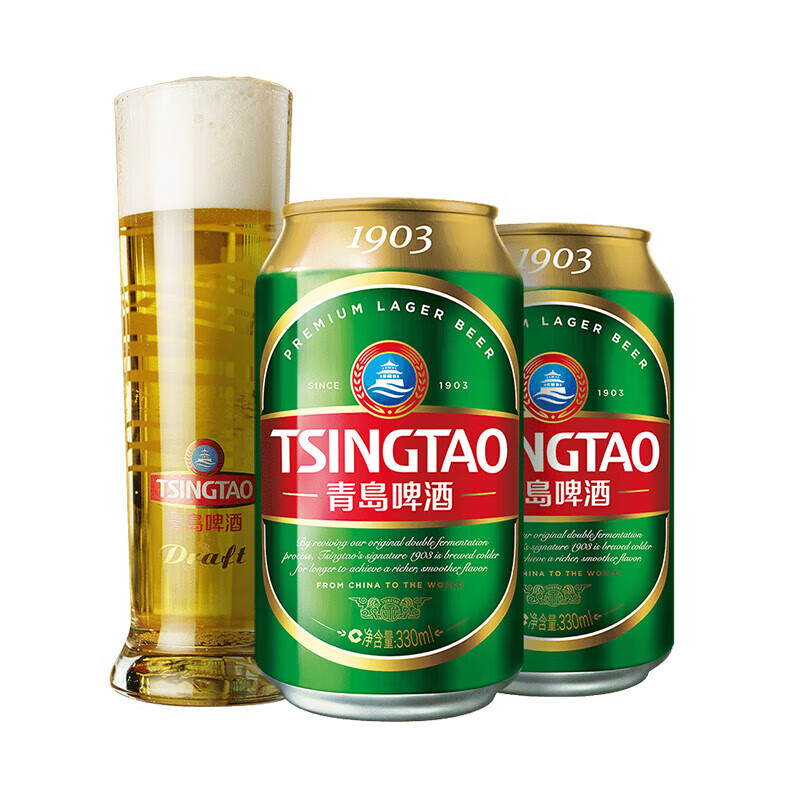 TSINGTAO 青岛啤酒 1903系列 10度啤酒 330mL*24听 赠青岛啤酒 500ml*4听 87.55元包邮